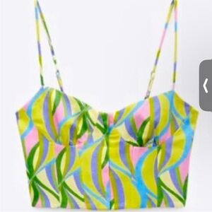 Zara Printed Bustier Colorful Strappy Women's Top